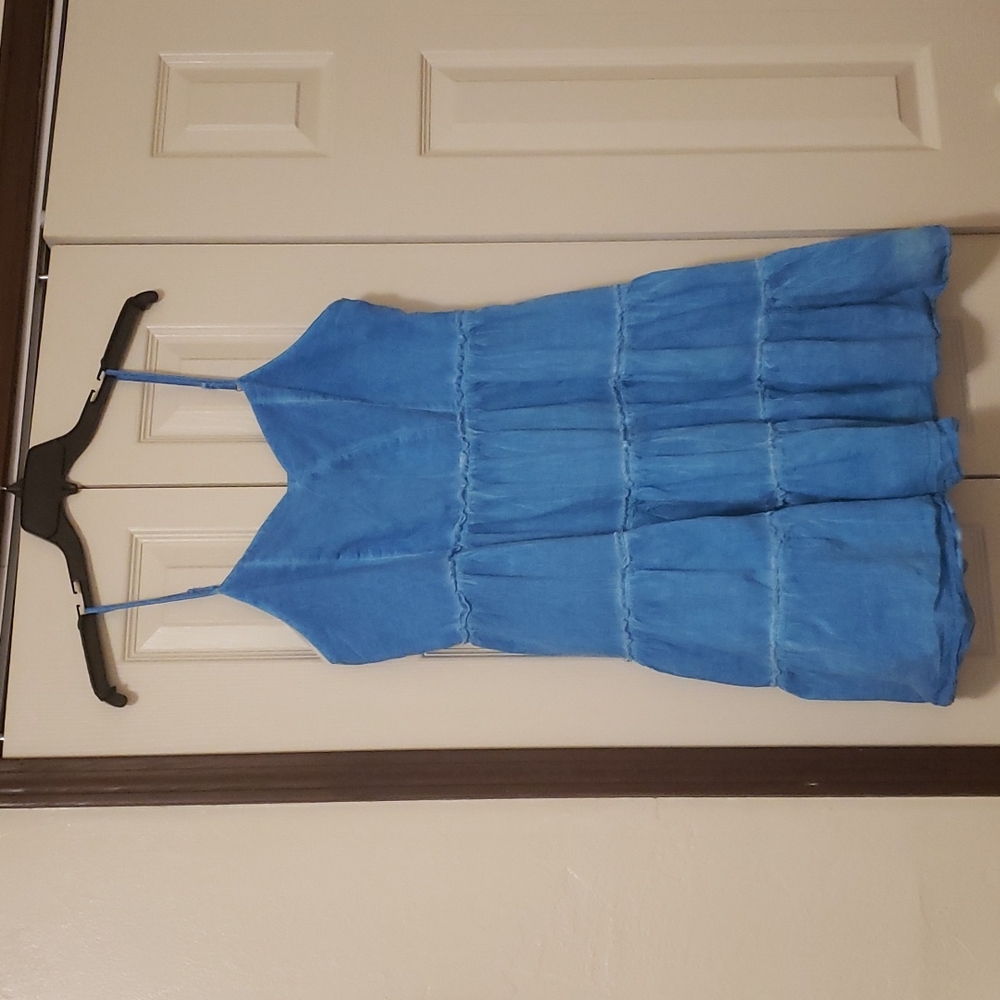 Acid wash tiered ruffle dress